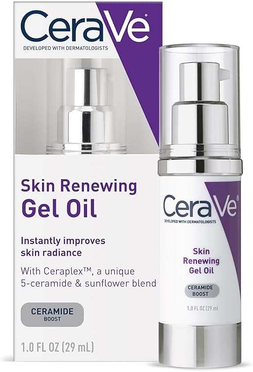CeraVe Skin Renewing Gel Oil, Daily Hydrating Serum For Face With CeraPlex & Hyaluronic Acid, Gel Moisturizer For Face Hydrates & Smooths Skin, Non-Greasy, Fragrance Free & Non-Comedogenic, 1 Ounce - Product Image