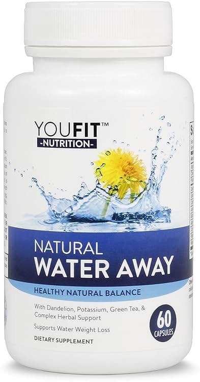 Water Pills for Bloating & Fluid Balance – Natural Herbal Diuretic Supplement for Water Retention & Occasional Swelling – Dandelion, Green Tea & Potassium – 60 Capsules - Product Image