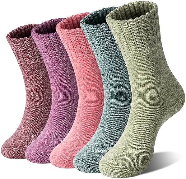 Loritta Wool Socks for Women Warm Winter Socks Knit Crew Calf Hiking Boot Sock Stocking Stuffers Gifts - Product Image