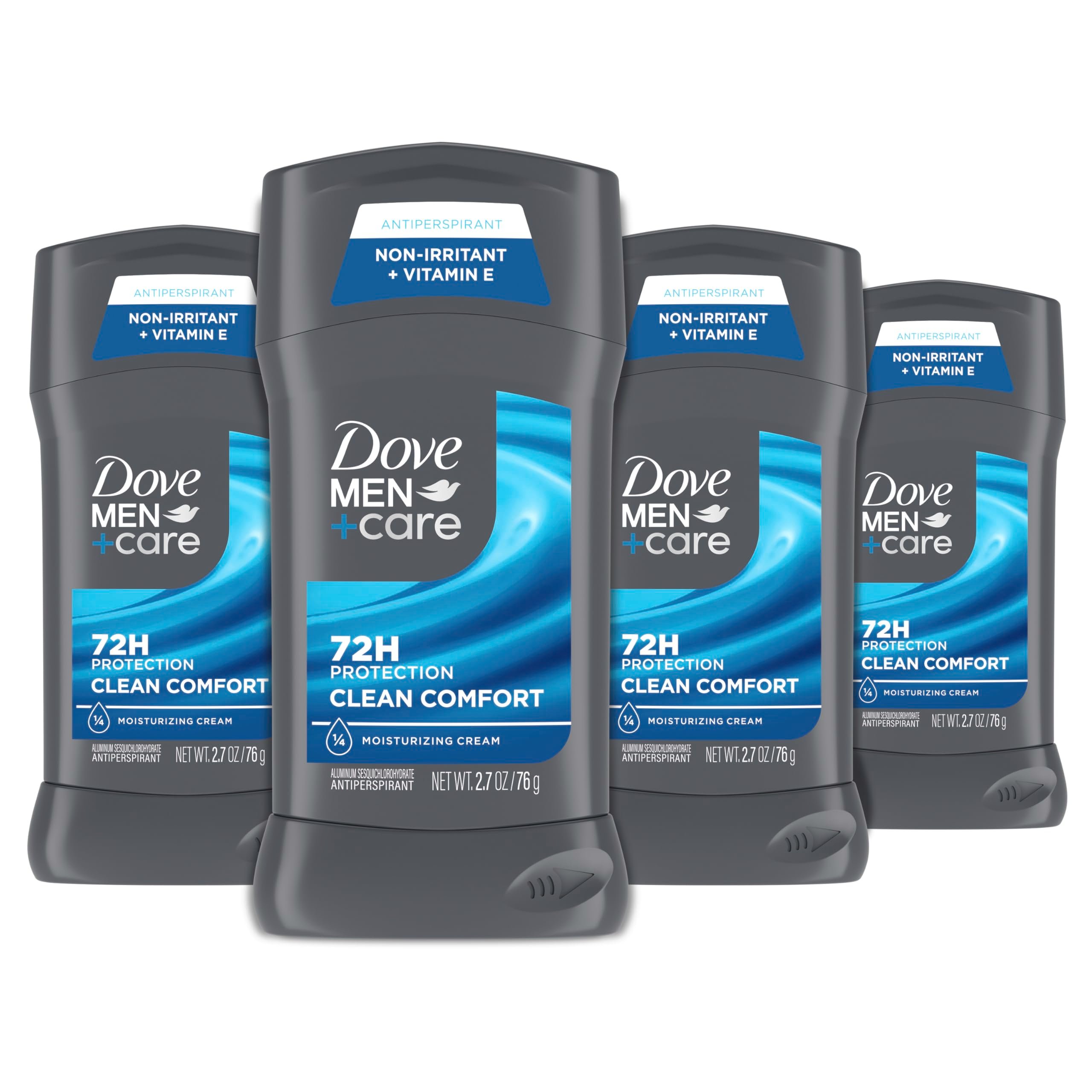 Dove Men+Care Antiperspirant Deodorant Stick 4 Count Clean Comfort 72-Hour Sweat & Odor Protection Antiperspirant for Men With 1/4 Moisturizing Cream 2.7 oz - Product Image
