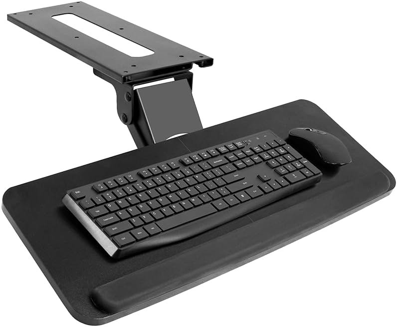 VIVO Adjustable Computer Keyboard & Mouse Platform Tray Ergonomic Under Table Desk Mount Drawer Underdesk Shelf (MOUNT-KB03B) - Product Image
