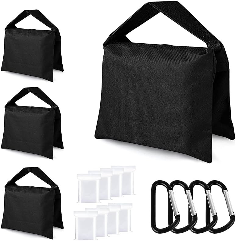 ABCCANOPY Photography Sandbag for Video Stand, Heavy Duty Weight Bags for Light Tripod, Camping Chair, 4 Packs (Black) No Sand - Product Image