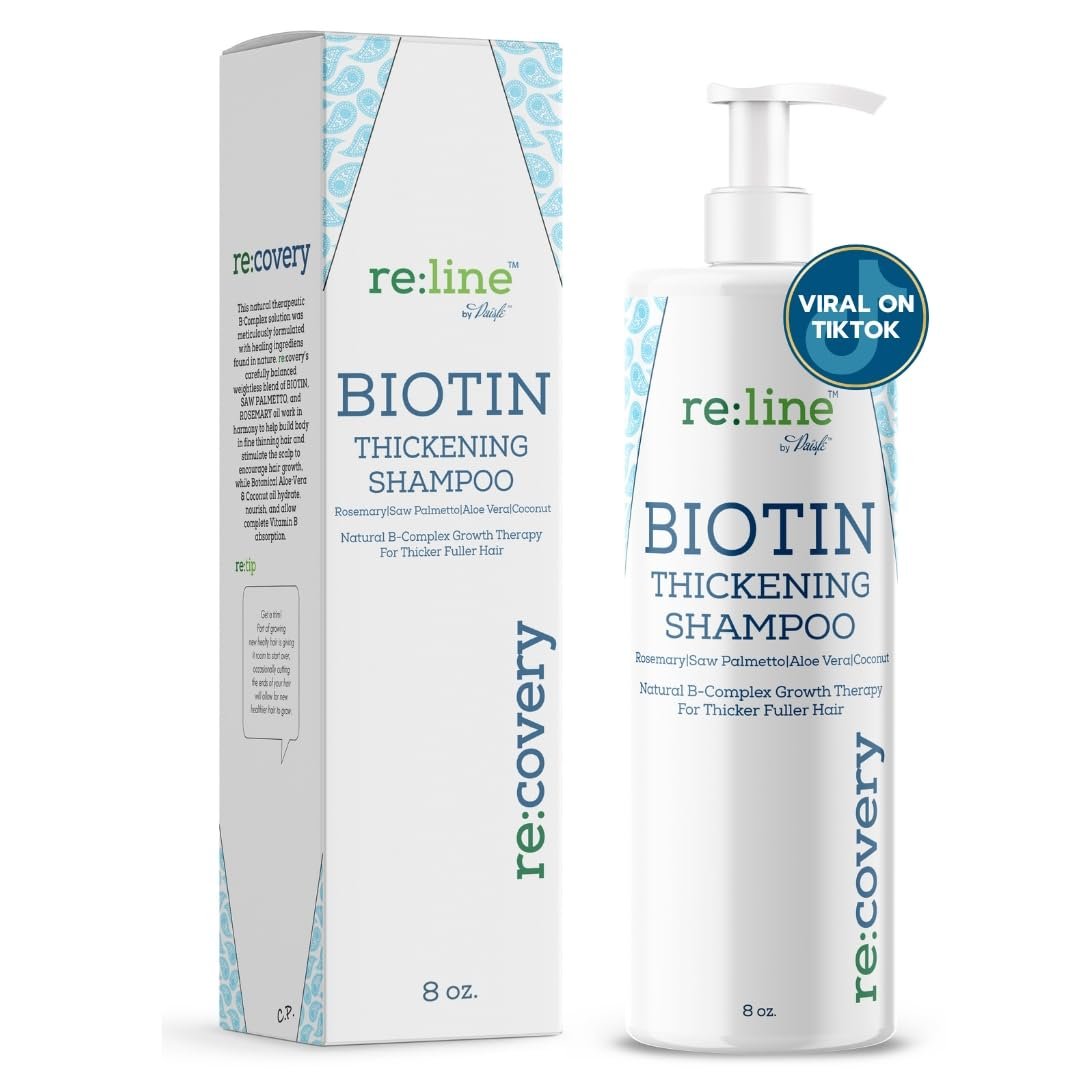 Paisle Botanics Biotin Thickening Shampoo – Natural Volumizing Formula for Fine or Thinning Hair and Fuller Looking Volume – Sulfate & Paraben Free, Color Safe for Women and Men – 8 fl oz - Product Image