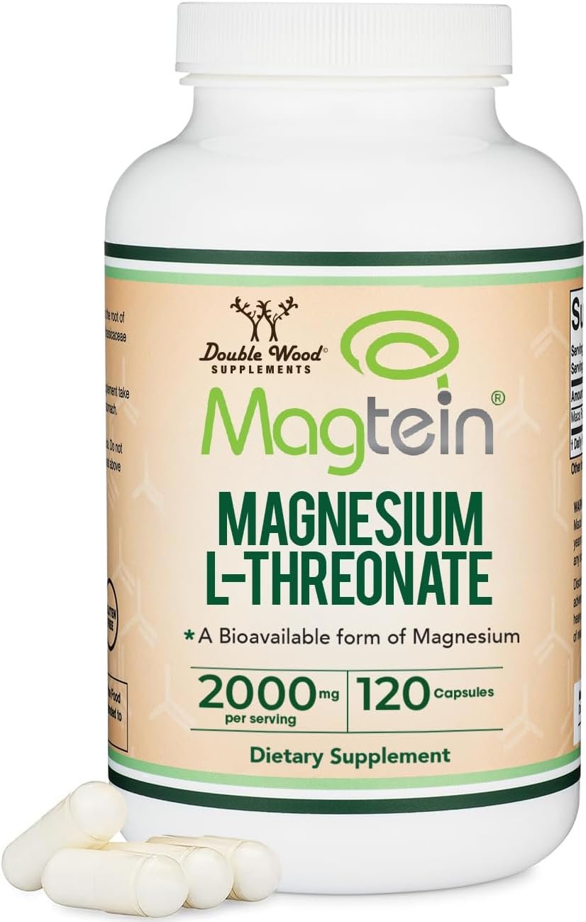 Magnesium L Threonate Capsules – High Absorption Generic Supplement – Most Bioavailable Form – 2,000 mg – 100 Capsules - Product Image