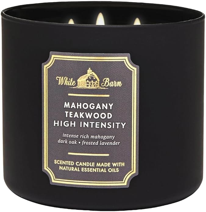 Bath & Body Works Mahogany Teakwood Intense 3-Wick Candle - Scented Candle for At-Home Use - Long-Lasting, Room-Filling Fragrance - High Fragrance Oil Concentration - Soy Wax Blend - Product Image