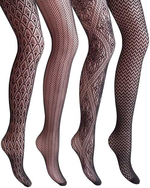 VERO MONTE Women Patterned Fishnet Tights Black Fishnets Net Stockings Pantyhose - Product Image