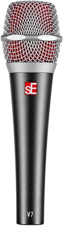 SE ELECTRONICS V7 Dynamic Microphone for Singing, Speech & Studio Recording - XLR Handheld Professional Microphone with Supercardioid Aluminum Voice Coil for Huge Gain Before Feedback - Grey - Product Image