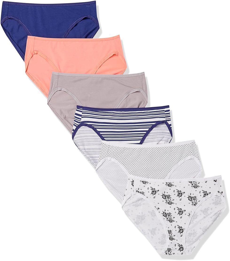 Amazon Essentials Women's Cotton Stretch High-Cut Bikini Panty, Multipack - Product Image