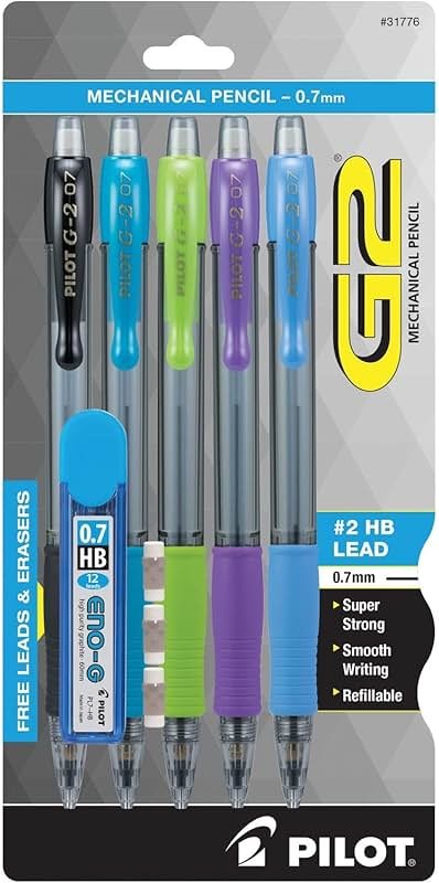 Pilot Mechanical Pencil (31776),Black/ Lime/ Purple/ Turquoise/ Periwinkle,0.7mm - Product Image