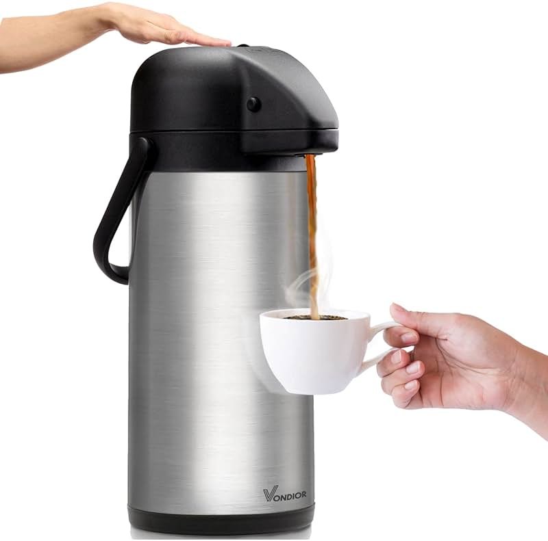 Coffee Carafe for Keeping Hot - 102oz/3L Airpot Coffee Dispenser with Pump - Insulated Stainless Steel Hot Beverage Dispenser for Parties - Thermal Carafe for Hot Drinks Water Tea Chocolate - Product Image
