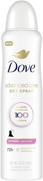 Dove Advanced Care Antiperspirant Deodorant Spray Clear Finish Invisible antiperspirant deodorant tested on 100 colors 72-hour odor and sweat protection with Pro-Ceramide technology 3.8 oz - Product Image