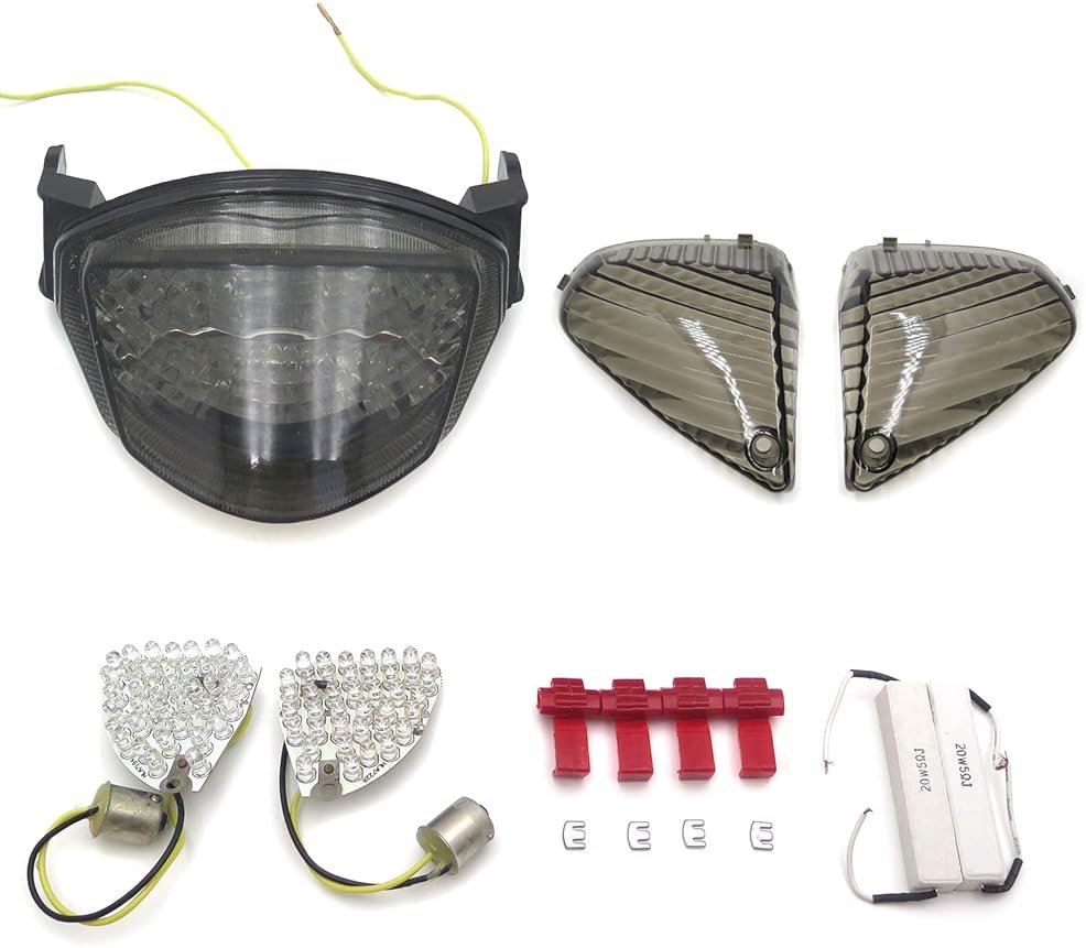 HTTMT - For 2005 2006 Suzuki GSXR 1000 GSX-R1000 Smoke LED Turn Signal Tail lights lens [P/N: MT196+181-SM] - Product Image
