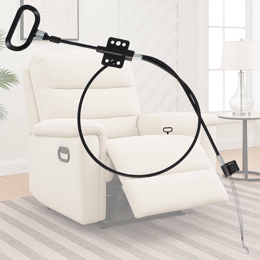 Podoy Recliner Pull Cable 𝟒𝟒.𝟓" Replacement for Sofa Chair Universal 44.5", Recliner Release Cable Replacement D-Ring Pull Handle - Product Image