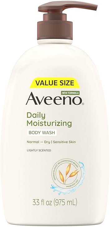 Aveeno Daily Moisturizing Body Wash for Normal to Dry Skin, Sensitive Formula with Prebiotic Oat, Gently Cleanses Dry Skin, Lightly Scented Body Wash for Women and Men, Value Size 33 fl. Oz - Product Image