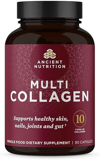 Ancient Nutrition Collagen Peptides Pills, Hydrolyzed Multi Collagen Supplement, Types I, II, II, V & X, Supports Healthy Skin and Nails, Gut Health and Joints, 90 Capsules - Product Image