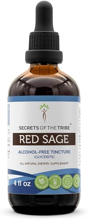 Secrets of the Tribe Red Sage Tincture Alcohol-Free Extract, Red Sage (Salvia Miltiorrhiza) Dried Root Tincture Supplement 4 OZ - Product Image