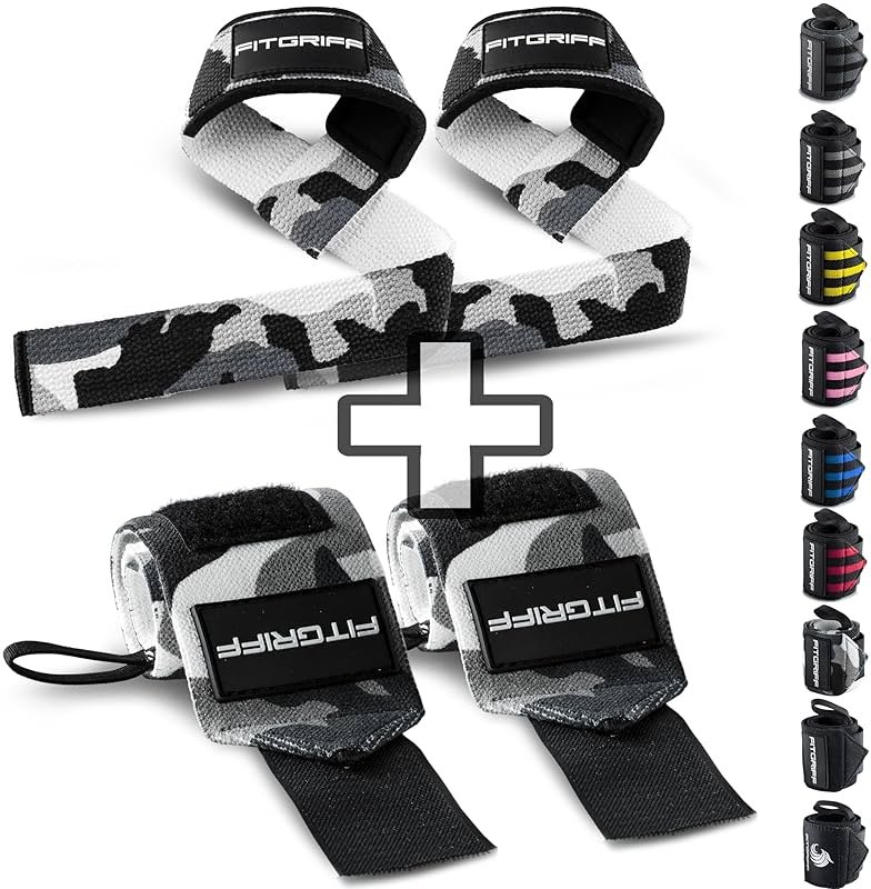 Fitgriff® Lifting Straps & Wrist Wraps (Bundle) Superior Support for Weightlifting & Gym Workouts - for Men and Women - Product Image