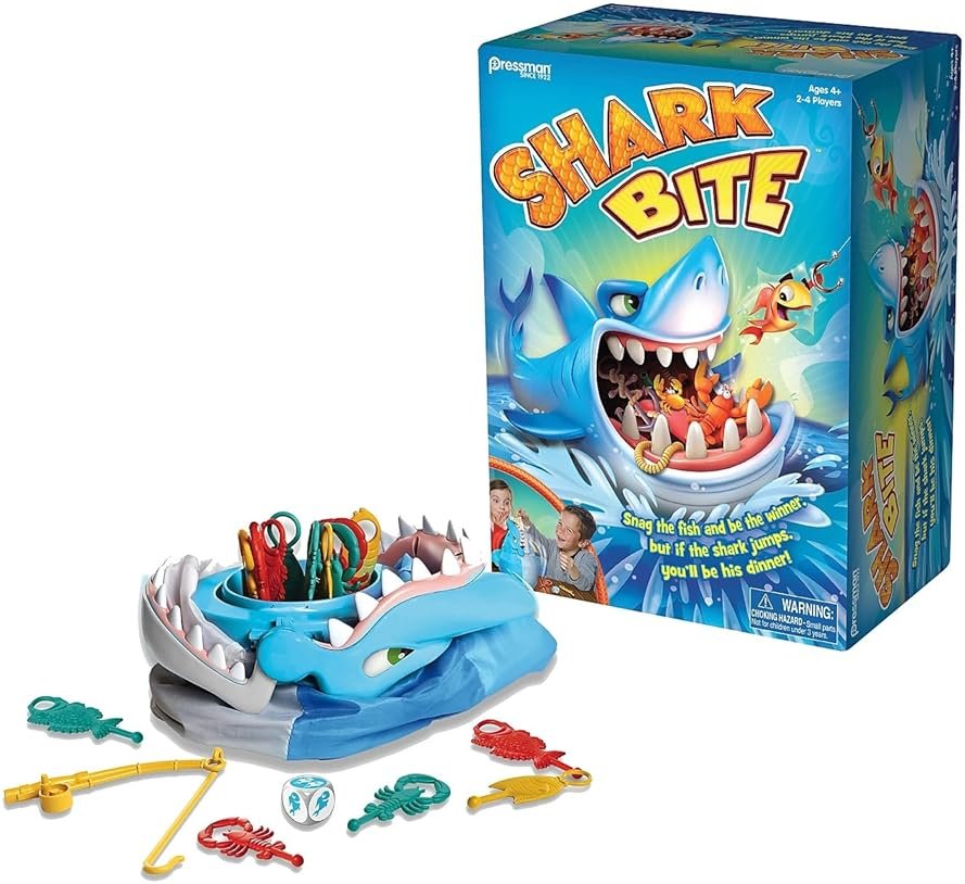 Shark Bite -- Roll the Die and Fish for Colorful Sea Creatures Before the Shark Bites Game! by Pressman Blue Sky, 5" - Product Image