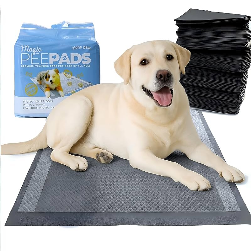 Alpha Paw - Magic Dog & Puppy Pee Pads - Puppy Pads with Charcoal, Extra Thick 6 Layers + Gel Tech Absorbs 6 Cups, Advanced Quick-Dry Indoor Wee Wee Pads for Dogs Training - XL Dog Pads 26”x30” 40 CT - Product Image