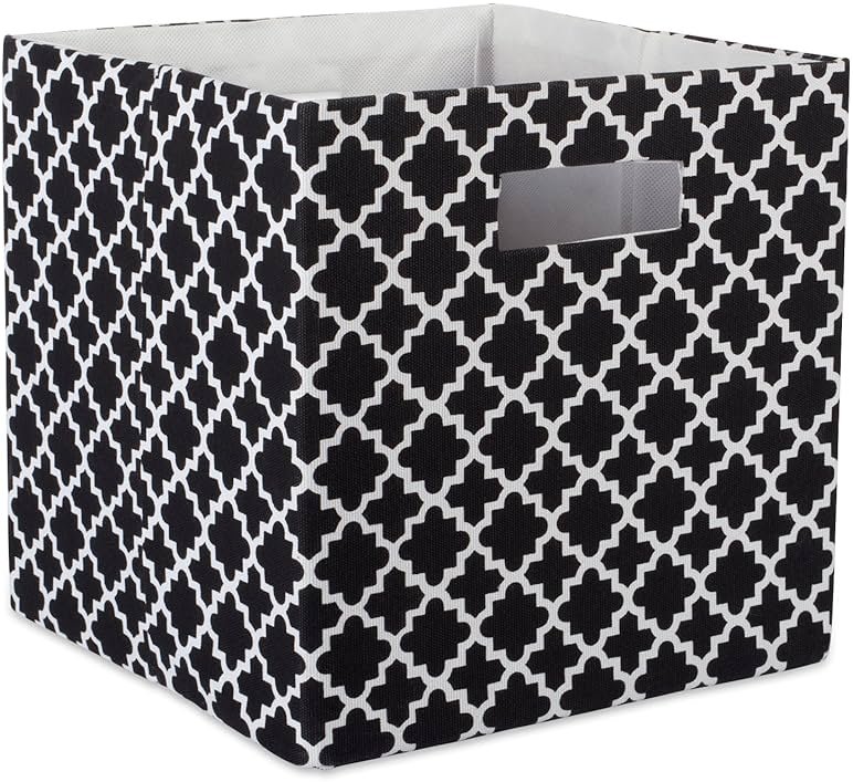 DII Hard Sided Collapsible Fabric Storage Container for Nursery, Offices, & Home Organization, (13x13x13) - Lattice Black - Product Image