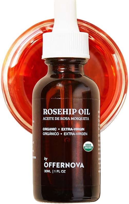 Offernova Organic Rosa de Mosqueta Oil - USDA Certified Rosehip Seed Oil Pure Cold Pressed, Repairs & Brightens Skin - Gua Sha Massage, Face, for All Skin Types - Aceite Facial 1OZ - Product Image