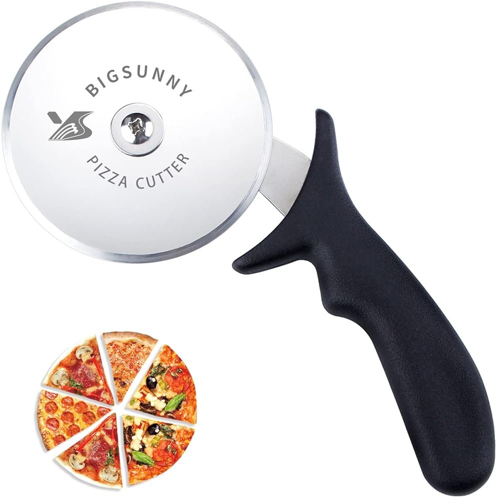MSY BIGSUNNY Pro Pizza Cutter, Stainless Steel Pizza Cutter Wheel, with Super Sharp Pizza Slicer Dia 4-inch(10cm), Dishwasher Safe - Product Image