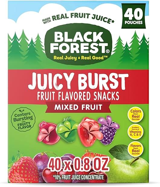 Black Forest, Juicy Burst, Fruit Flavored Snacks, Mixed Fruit Flavors, A Juicy Burst of Natural Flavors, Made with Real Fruit Juice, 0.8 oz 40 ct - Product Image