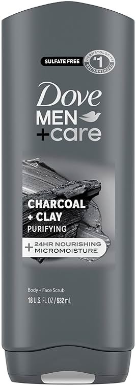 DOVE MEN + CARE Body and Face Wash Purifying Charcoal + Clay Body Wash for Men with 24-Hour Nourishing Micromoisture Technology 18 oz - Product Image