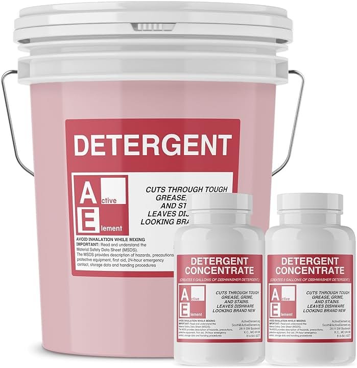 Active Element Commercial Dishwasher Detergent - Makes One 5 Gallon Pail - Industrial Dish Detergent - For High and Low Temp Dishwasher Machine - Product Image