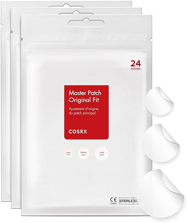 COSRX Acne Pimple Patch Absorbing Hydrocolloid Original 3 Size Patches for Blemishes and Zits Cover, Spot Stickers for Face and Body, Not Tested on Animals (72) - Product Image