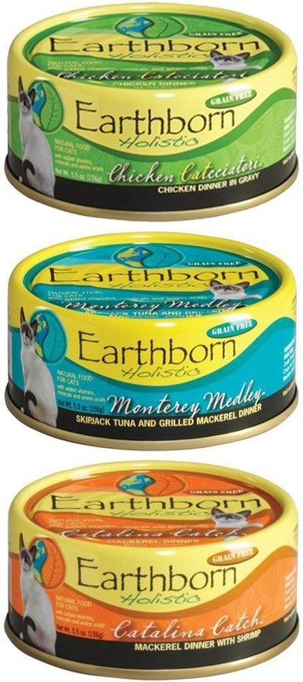 Earthborn Holistic Wet Cat Food Variety Pack - 3 Flavors (Catalina Catch, Chicken Catcciatori, and Monterey Medley) - 5.5 Ounces Each (12 Cans Total) - Product Image