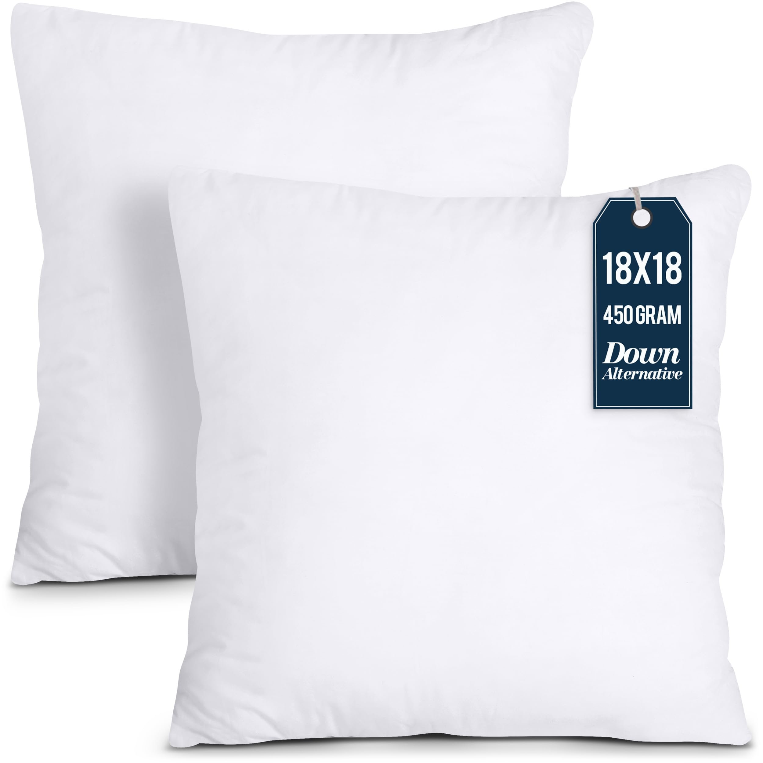 Utopia Bedding 18x18 Pillow Inserts, Set of 2, White – Indoor Decorative Throw Pillows for Bed, Sofa & Couch – Soft, Supportive & Fluffy Cushion Inserts - Product Image