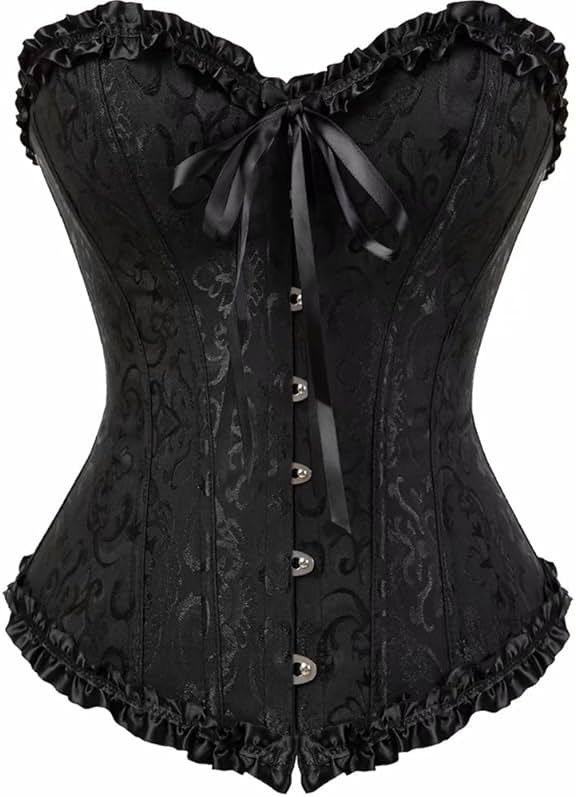 Corset Top Bustier Lingerie for Women Zipper Front Flower Sexy Burlesque Vintage - Product Image