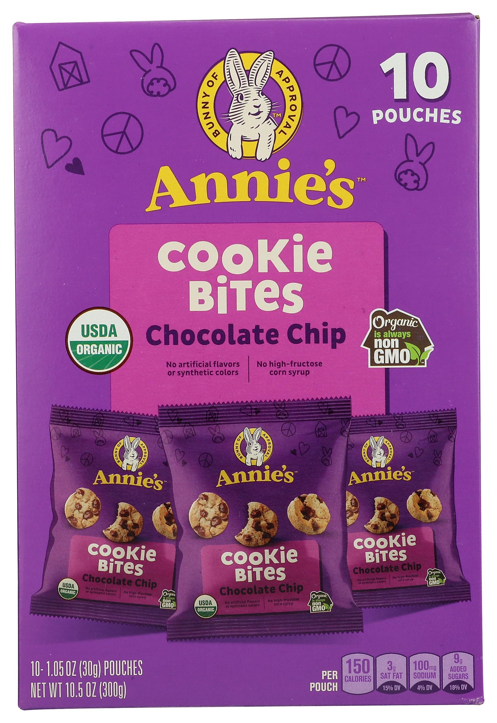 Annie's Organic Chocolate Chip Cookie Bites, 10 Pouches, 10.5 oz - Product Image