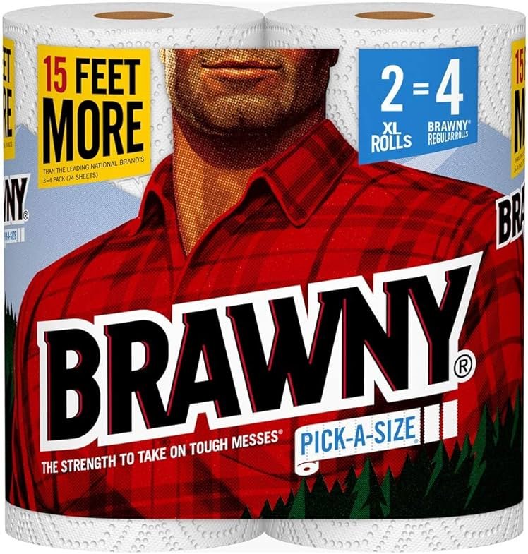 Brawny Paper Towels, 2 XL Rolls, Pick-a-Size, 2 = 4 Regular Rolls - Product Image