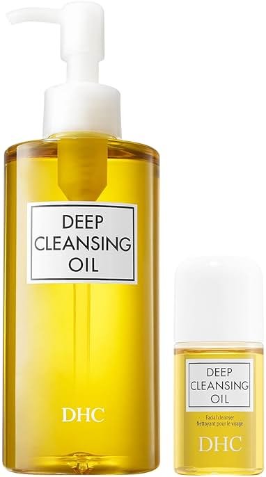 DHC Deep Cleansing Oil and Travel Size, Facial Cleansing Oil, Makeup Remover, Cleanses without Clogging Pores, Residue-Free, Fragrance and Colorant Free, For All Skin Types, 6.7 oz and 1 oz - Product Image