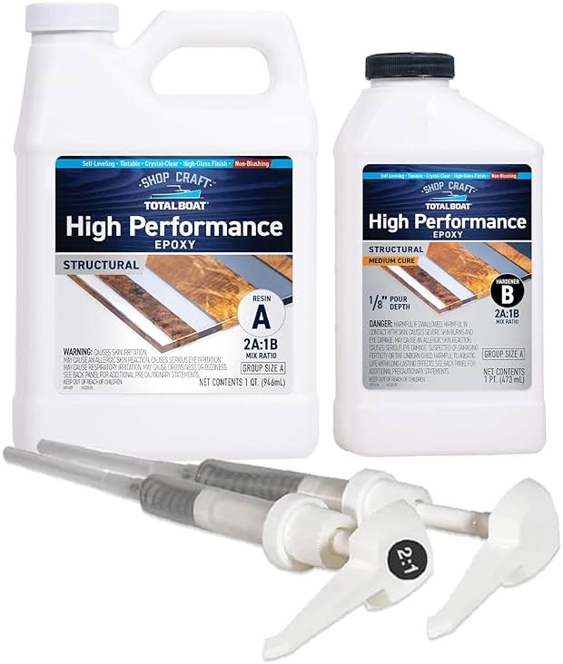 TotalBoat High Performance Epoxy Kit - Crystal Clear Marine Grade Resin and Hardener for Woodworking, Fiberglass, Wooden Boat Building and Repairs (1.5 Quart, Medium) - Product Image