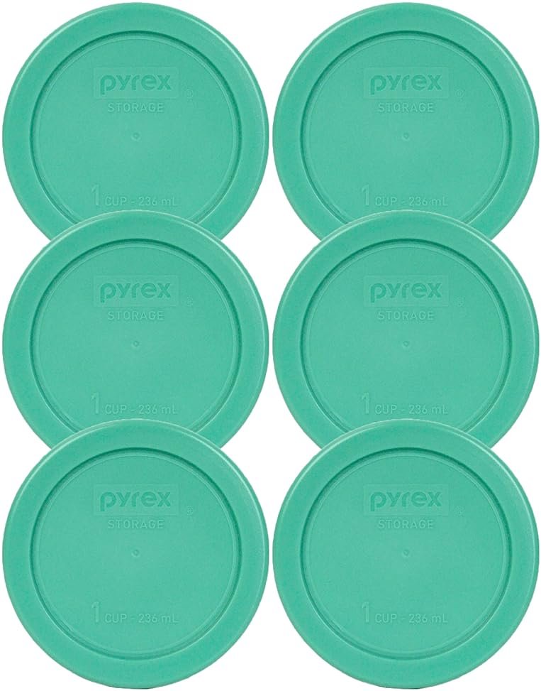Pyrex 7202-PC 1-Cup Green Food Storage Replacement Lid (6 Pack) - Made in USA - Product Image