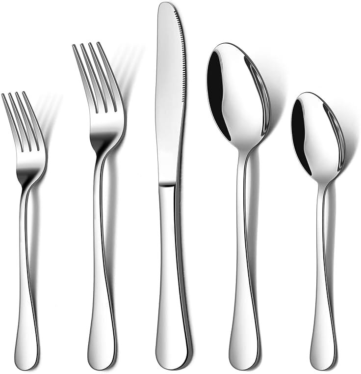 LIANYU 20 Piece Silverware Flatware Cutlery Set, Stainless Steel Utensils Service for 4, Include Knife Fork Spoon, Mirror Polished, Dishwasher Safe - Product Image