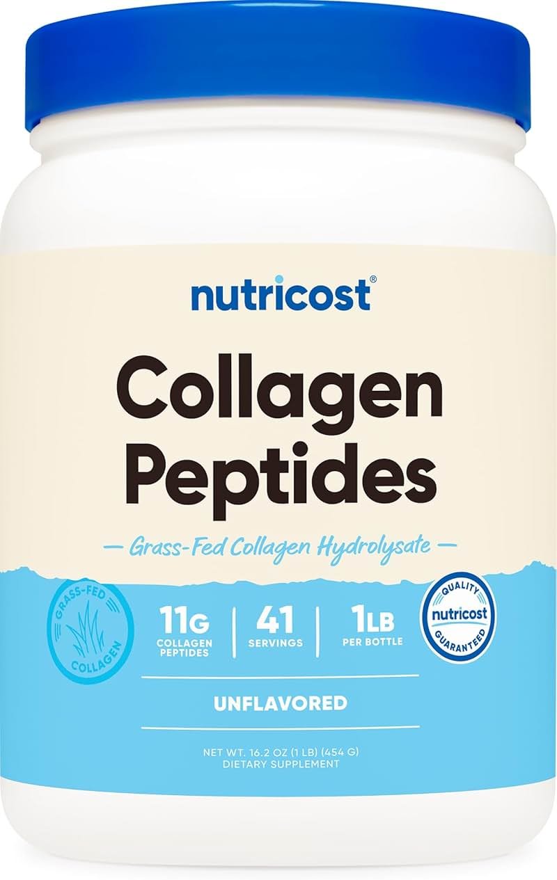 Nutricost Collagen Peptides Powder 1LB (454 G) - Grass Fed Bovine Collagen Hydrolysate (Unflavored) - Product Image