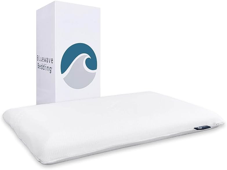 Bluewave Bedding Ultra Slim Gel Memory Foam Pillow for Stomach and Back Sleepers - Thin, Flat Design for Cervical Neck Alignment and Deeper Sleep (2.75-Inches Height, Standard Size) - Product Image