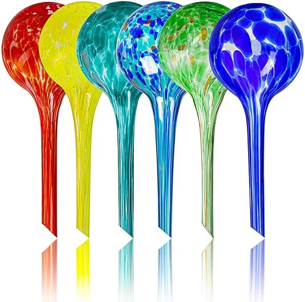 Plant Watering Globes Set of 6 - Small Glass Self Watering Bulbs Up to 5 Days of Irrigation - for Indoor & Outdoor Plants - Multicolor, Automatic, Glass Watering Bulbs for Daily Use, Watering Devices - Product Image
