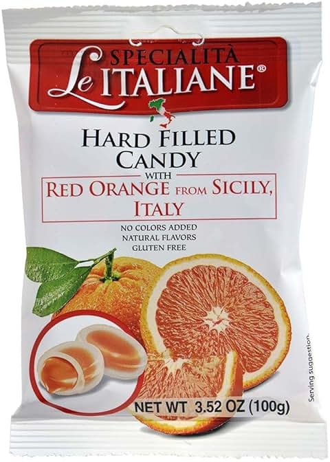 Serra Le Italiane, Italian Natural Hard Candy Filled With Red Orange From Sicily Italy, 3.5 Ounce - Product Image
