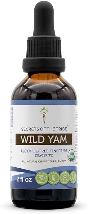 Secrets of the Tribe Wild Yam Alcohol-Free USDA Organic Tincture (Glycerite) 695 mg Responsibly farmed Wild Yam (Dioscorea Villosa) Dried Root (2 Fl Oz) Hormone Support Supplement - Product Image