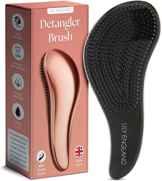 Lily England Teen Girl Gifts Trendy Stuff - Gentle Detangler Hair Brush for Curly, Thick, Straight & Natural Hair - Attractive Gift for Teen Girls with Flexible Bristles for Wet & Dry Hair, Rose-Gold - Product Image