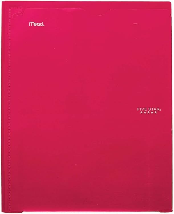 Five Star 2 Pocket Folder with Prong Fasteners, Folder with Pockets, Customizable Cover, Plastic, Color Selected for You, 1 Count (34136) - Product Image