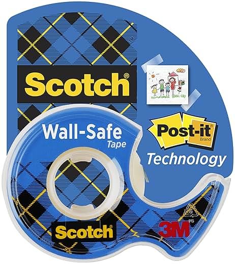 Scotch Wall-Safe Tape, 1 Dispenser Roll, Removable Wall Safe Tape, for Hanging Photos, Art, Décor, 3/4 in x 650 in - Product Image