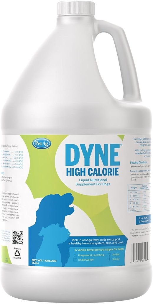 PetAg Dyne High Calorie Liquid Nutritional Supplement for Dogs & Puppies 8 Weeks and Older - 1 Gallon - Supports Performance and Endurance - Sweet Vanilla Flavor - Product Image