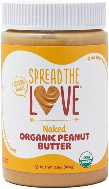 Spread The Love NAKED Organic Peanut Butter, 16 Ounce (Organic, All Natural, Vegan, Gluten-free, Creamy, Dry-Roasted, No added salt, No added sugar, No palm oil) (1-Pack) - Product Image