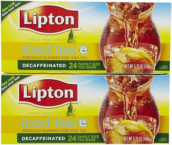 Lipton Iced Tea Decaffeinated, Family Size Tea Bags, 24 Count, Pack of 2 - Product Image